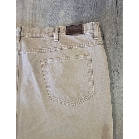 LL Bean Double L Classic Fit Mens 44x29 Plaid Flannel Lined Light Brown Denim - Picture 11 of 13